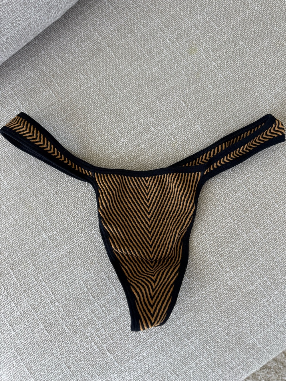 Urban Outfitters Black and Tan Striped Bikini Bottom